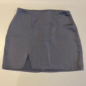 Women's Blue Mini Skirt with Front Slit